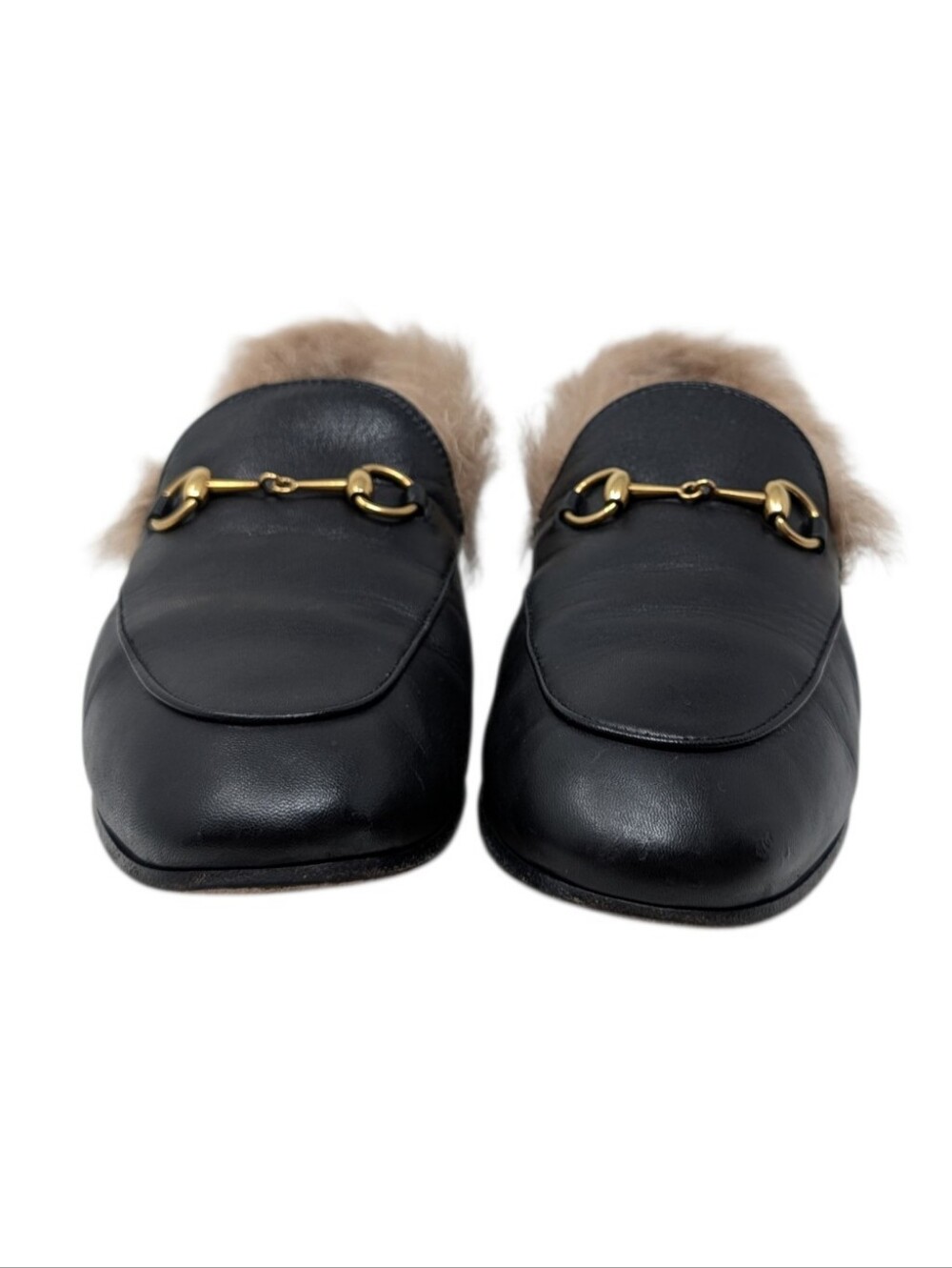 Gucci Black Leather Fur Jordaan Loafer Size EU 39 - Picture 5 of 12